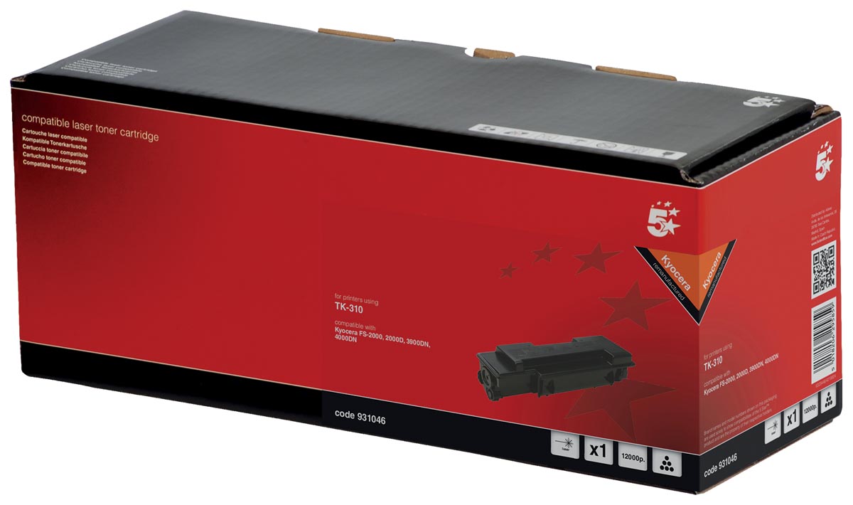 5 Star Toner Zwart 12000 Paginas Voor Kyocera Tk 310 Oem 1T02F80Eu0 huismerk kopen in de aanbieding