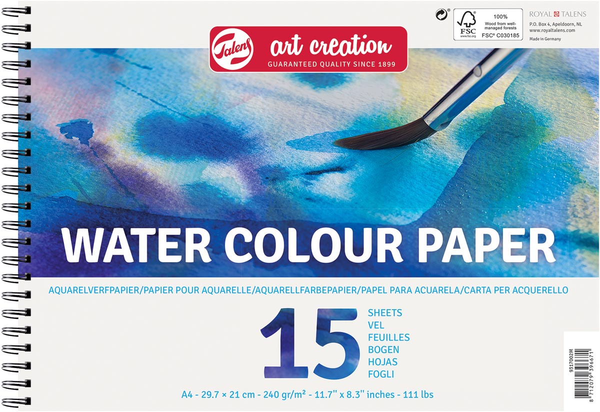 Talens Art Creation aquarelpapier, 240 g, ft 21 x 29,7 cm, A4, blok van 15 vel afbeelding