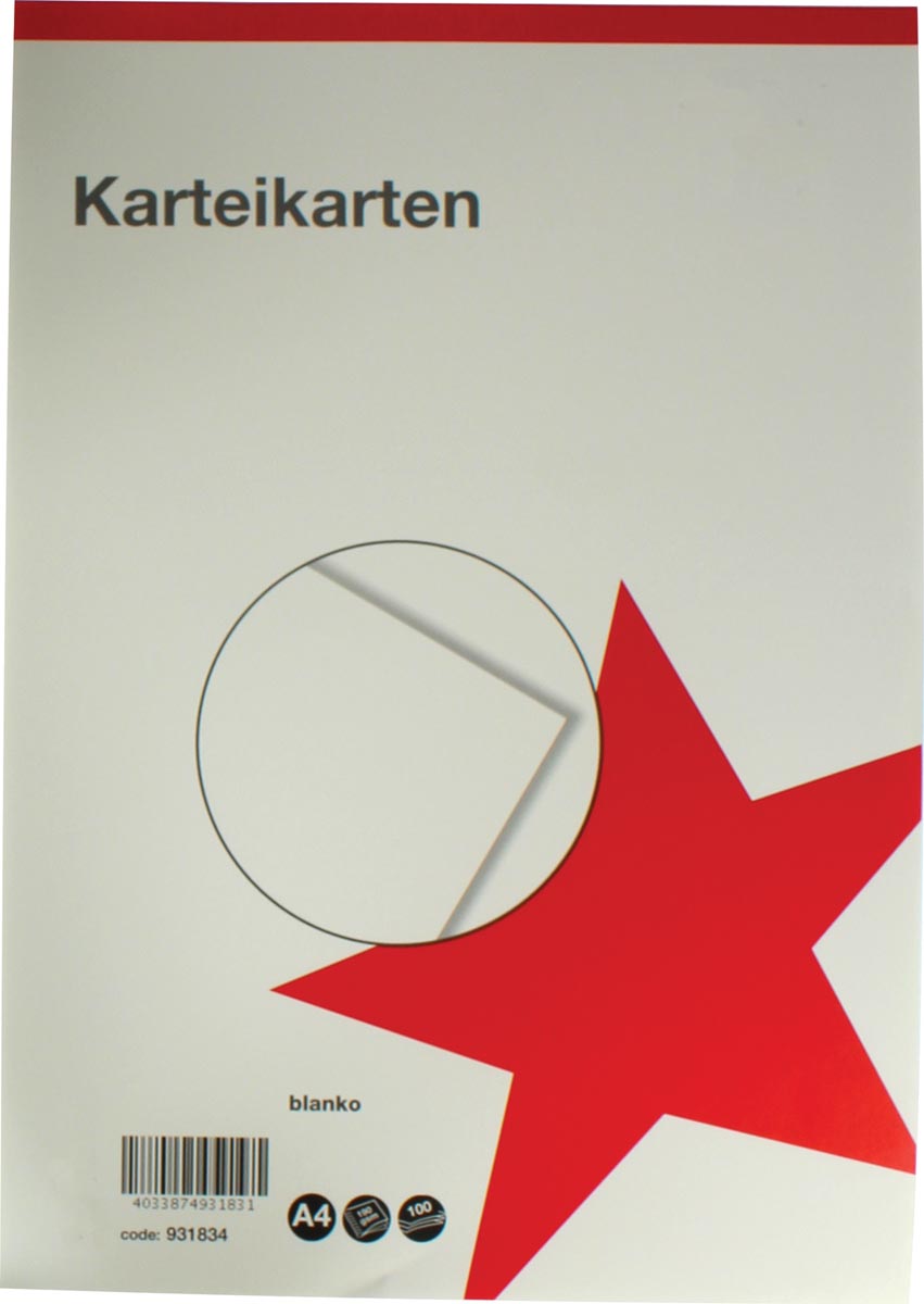 STAR witte systeemkaarten ft A4, blanco, 100 stuks