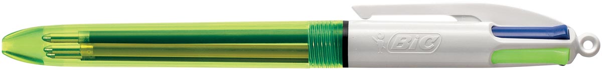 Bic Colours Fluo 4-kleurenbalpen, medium, 3 klassieke inktkleuren en een markeerstift fluo geel afbeelding