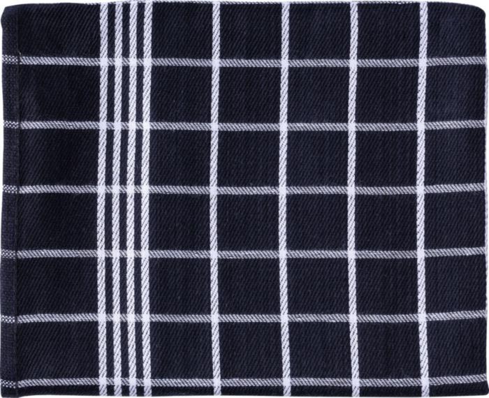 Handdoek Christelle, ft 50 x 70 cm, geruit, zwart, pak van 3 stuks