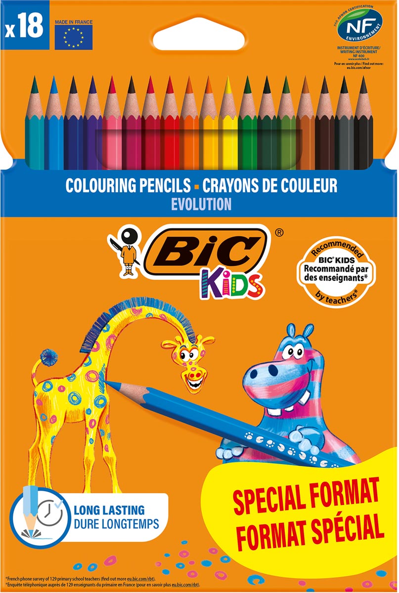 Bic Kids kleurpotlood Evolution, blister van 14 + 4 gratis