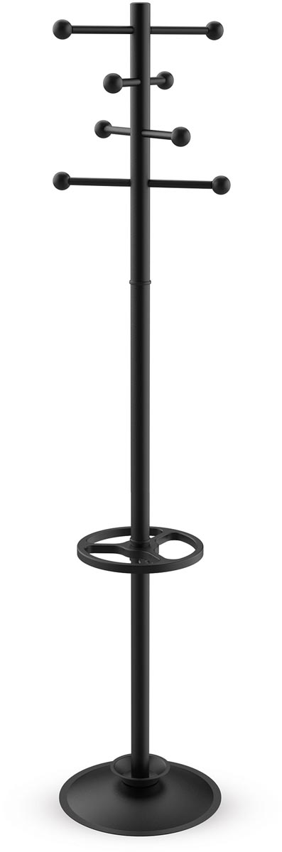MAUL kapstok Saphir, uit metaal, hoogte 171 cm, 8 ophanghaken met parapluhouder, zwart RAL9004