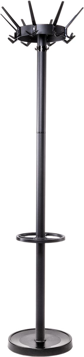 Maul kapstok caligo metaal, hoogte 175 cm, 32 kledinghaken met parapluhouder, zwart RAL 9004 Maul kapstok caligo metaal, hoogte 175 cm, 32 kledinghaken met parapluhouder, zwart RAL 9004