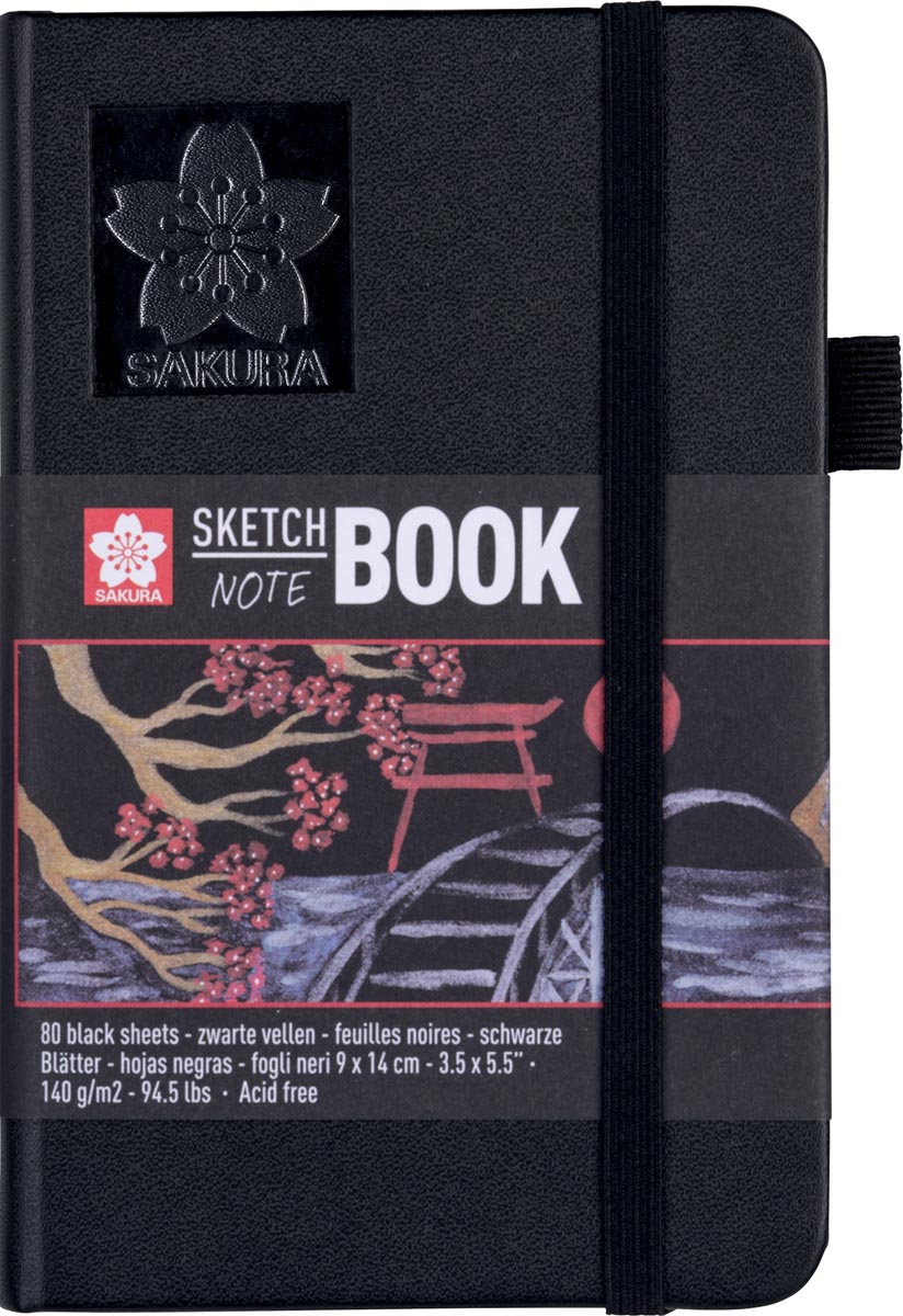 Sakura schetsboek, 80 vel, 140 g/m², ft 9 x 14 cm, zwart papier afbeelding