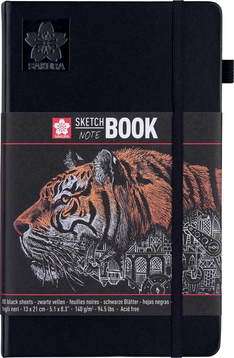 Sakura schetsboek, 80 vel, 140 g/m², ft 13 x 21 cm, zwart papier Sakura schetsboek, 80 vel, 140 g/m², ft 13 x 21 cm, zwart papier