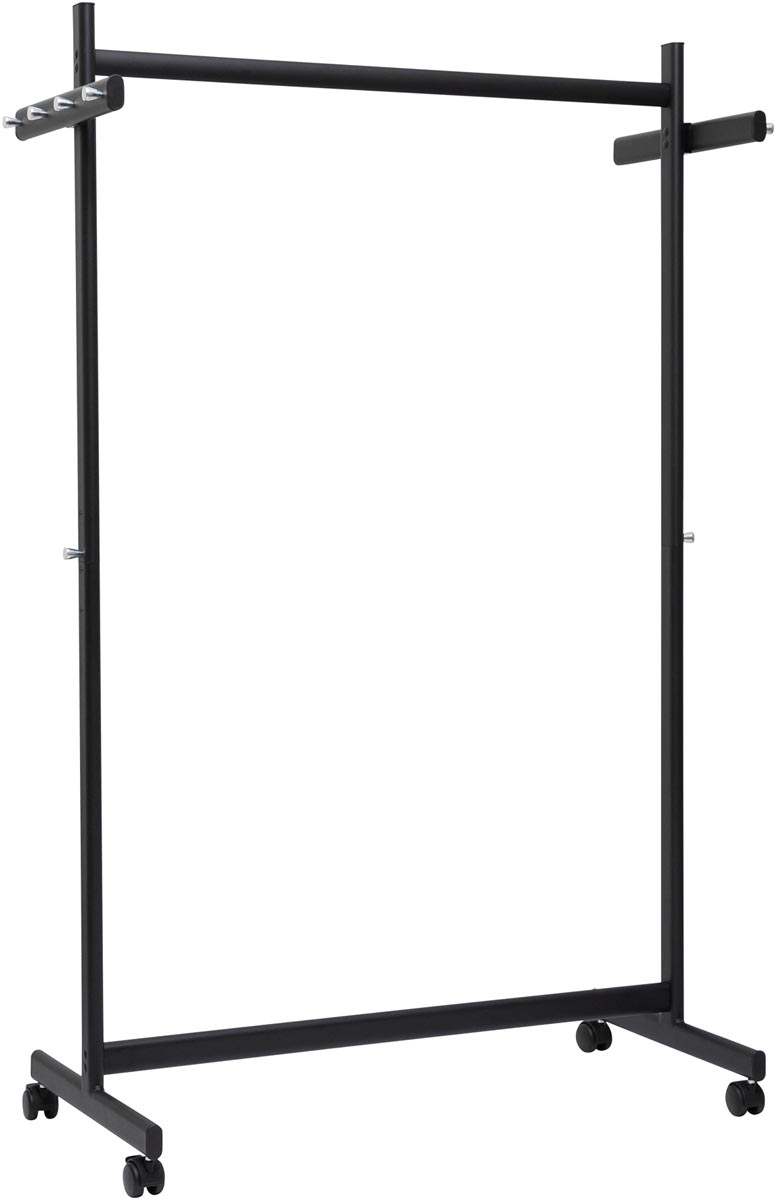 MAUL kledingrek samba mobiel, ft 115 x 173 x 51 cm, max. 40 kg, met 8 haken, zwart RAL9004 afbeelding