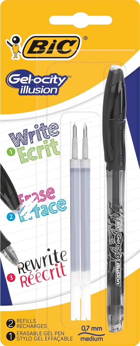 Bic roller Gel-ocity Illusion, zwart, blister met 1 stuk en 2 vullingen afbeelding
