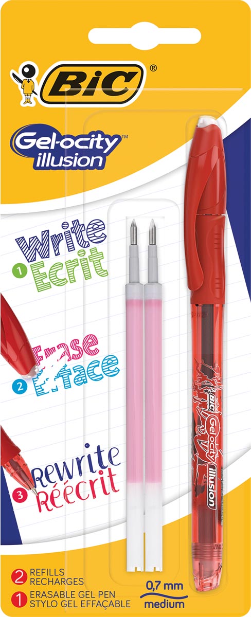 Bic roller Gel-ocity Illusion, rood, blister met 1 stuk en 2 vullingen