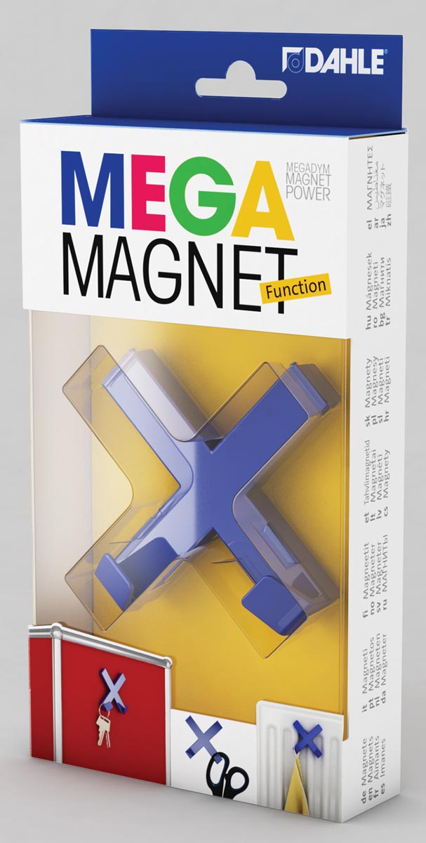 Dahle Mega Magnet Cross, Neodymium magneet, kruisvormig, blauw