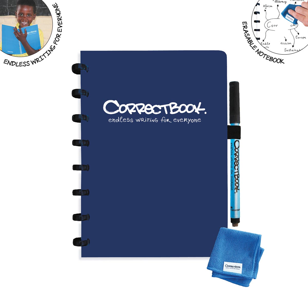 Correctbook A5 Original: uitwisbaar / herbruikbaar notitieboek, blanco, Midnight Blue (marineblauw) Correctbook A5 Original: uitwisbaar / herbruikbaar notitieboek, blanco, Midnight Blue (marineblauw)