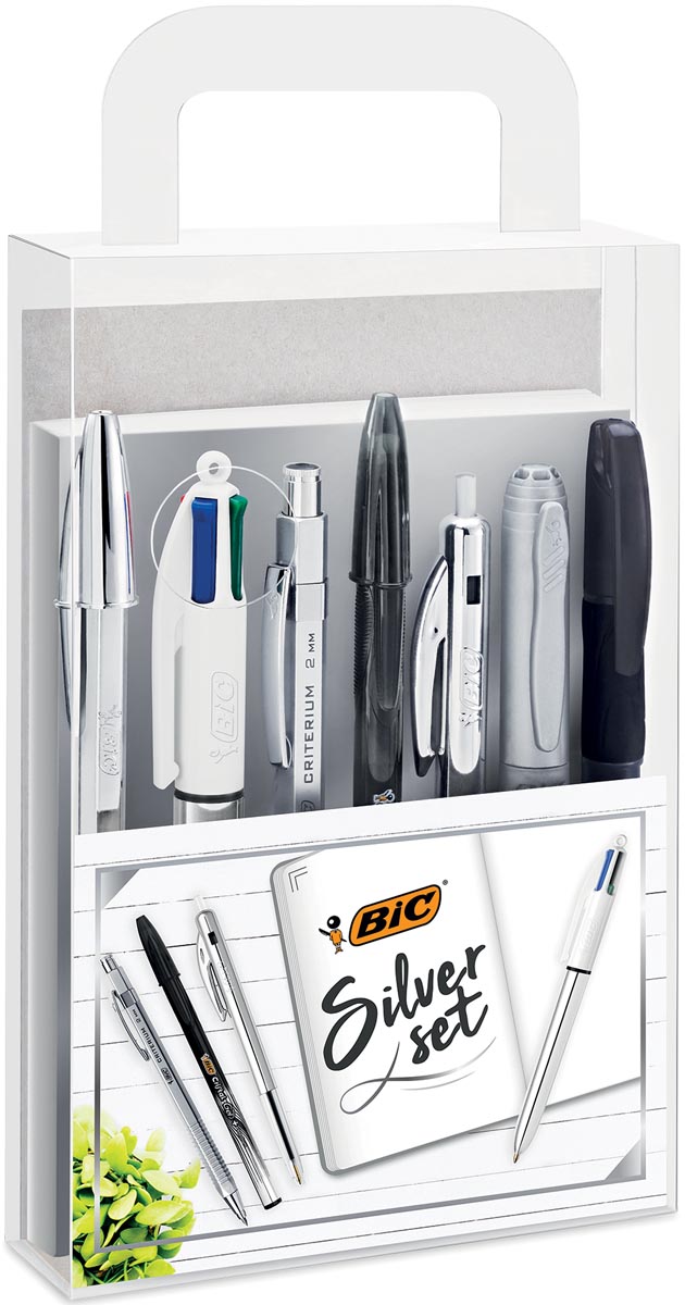 Bic Silver schrijfset met notitieboekje