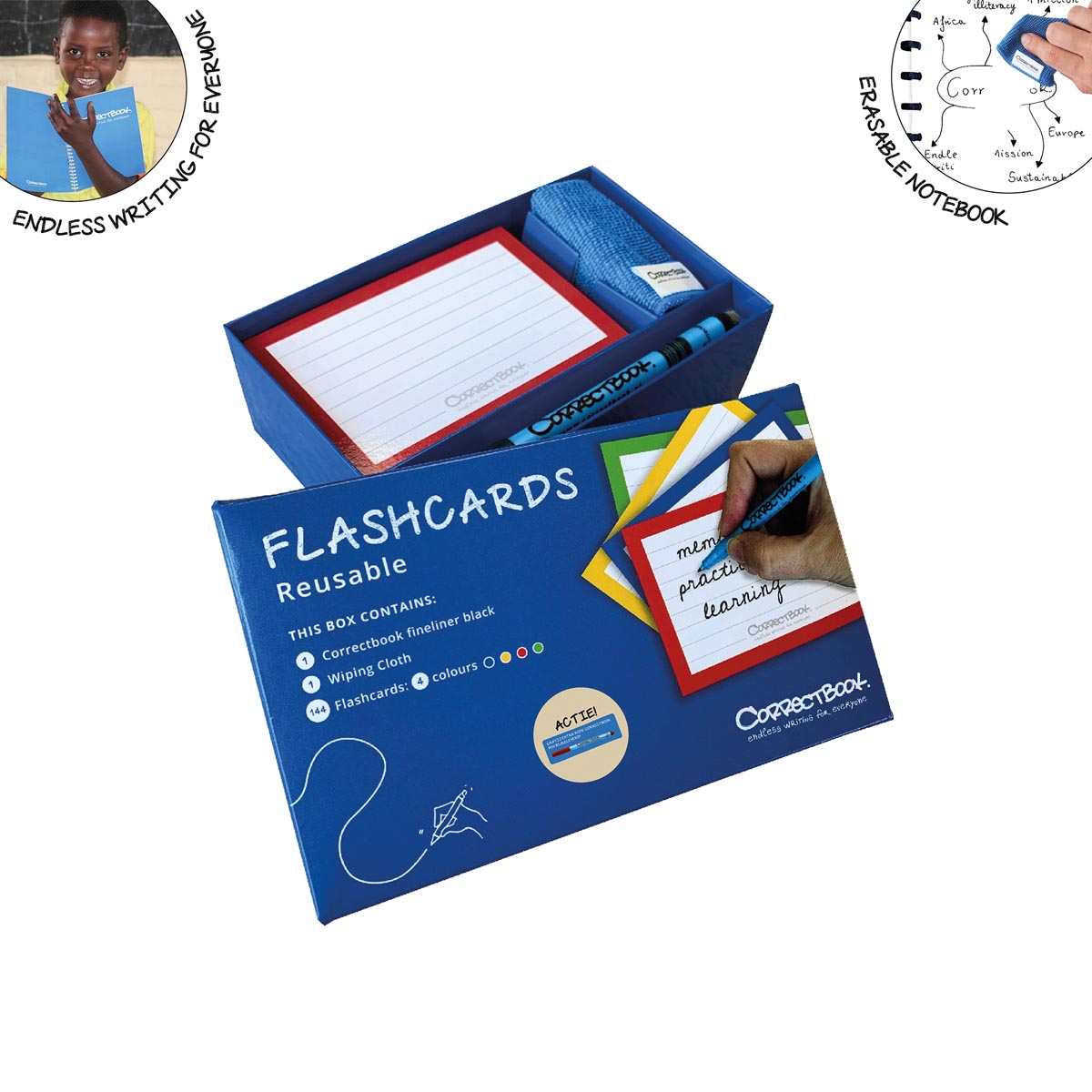 Correctbook Flashcards (systeemkaarten) actiepak, ft A5, uitwisbaar / herbruikbaar, gelijnd