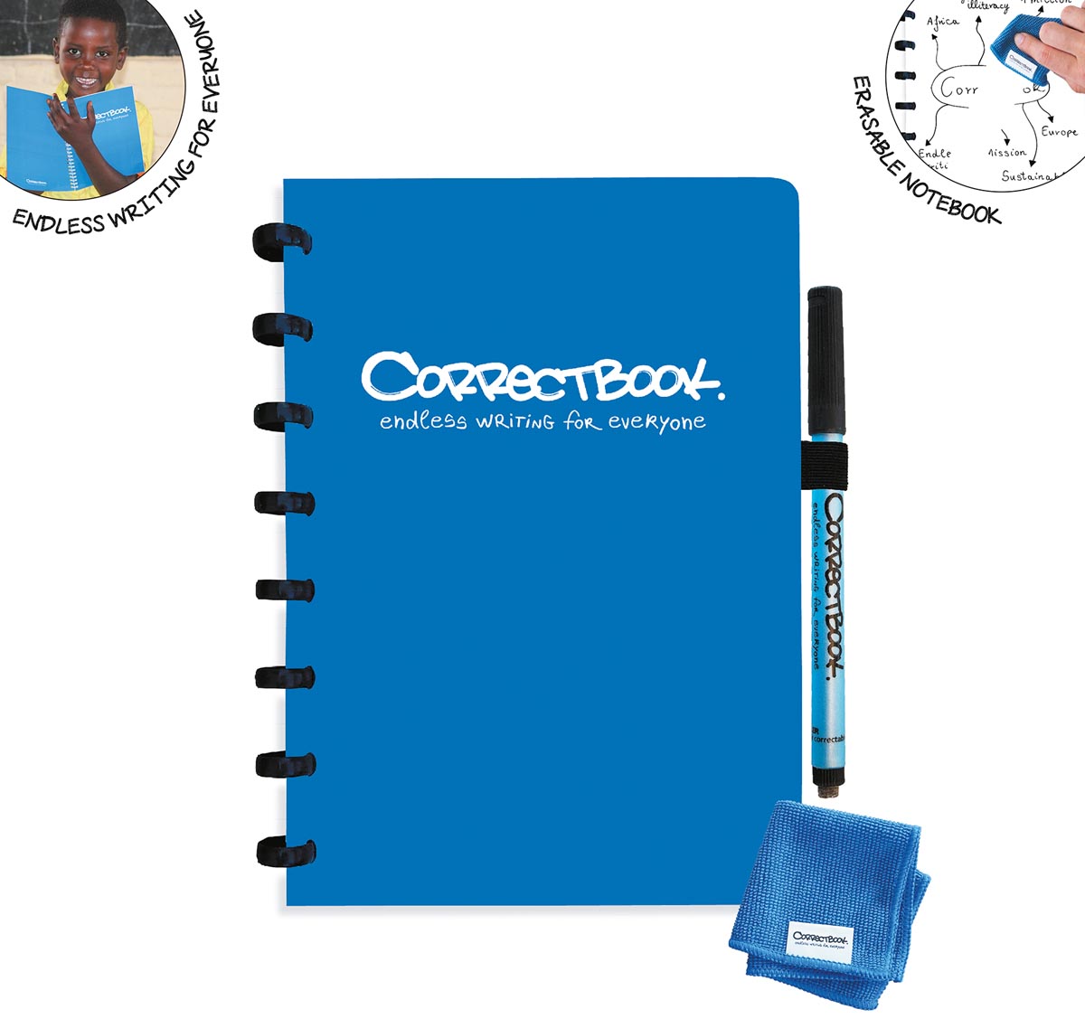 Correctbook A5 Original: uitwisbaar / herbruikbaar notitieboek, blanco, Earthy Blue (blauw) afbeelding