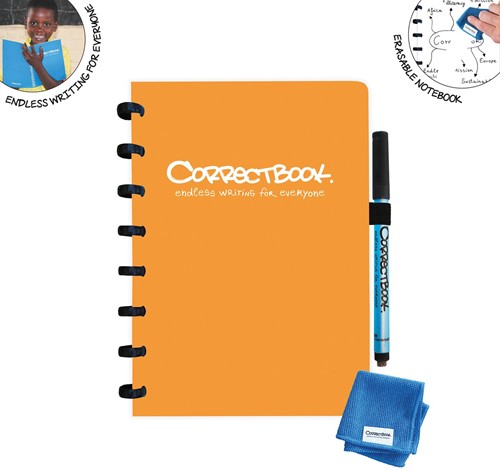 Correctbook A5 Original: uitwisbaar / herbruikbaar notitieboek, blanco, Peachy Orange (oranje)