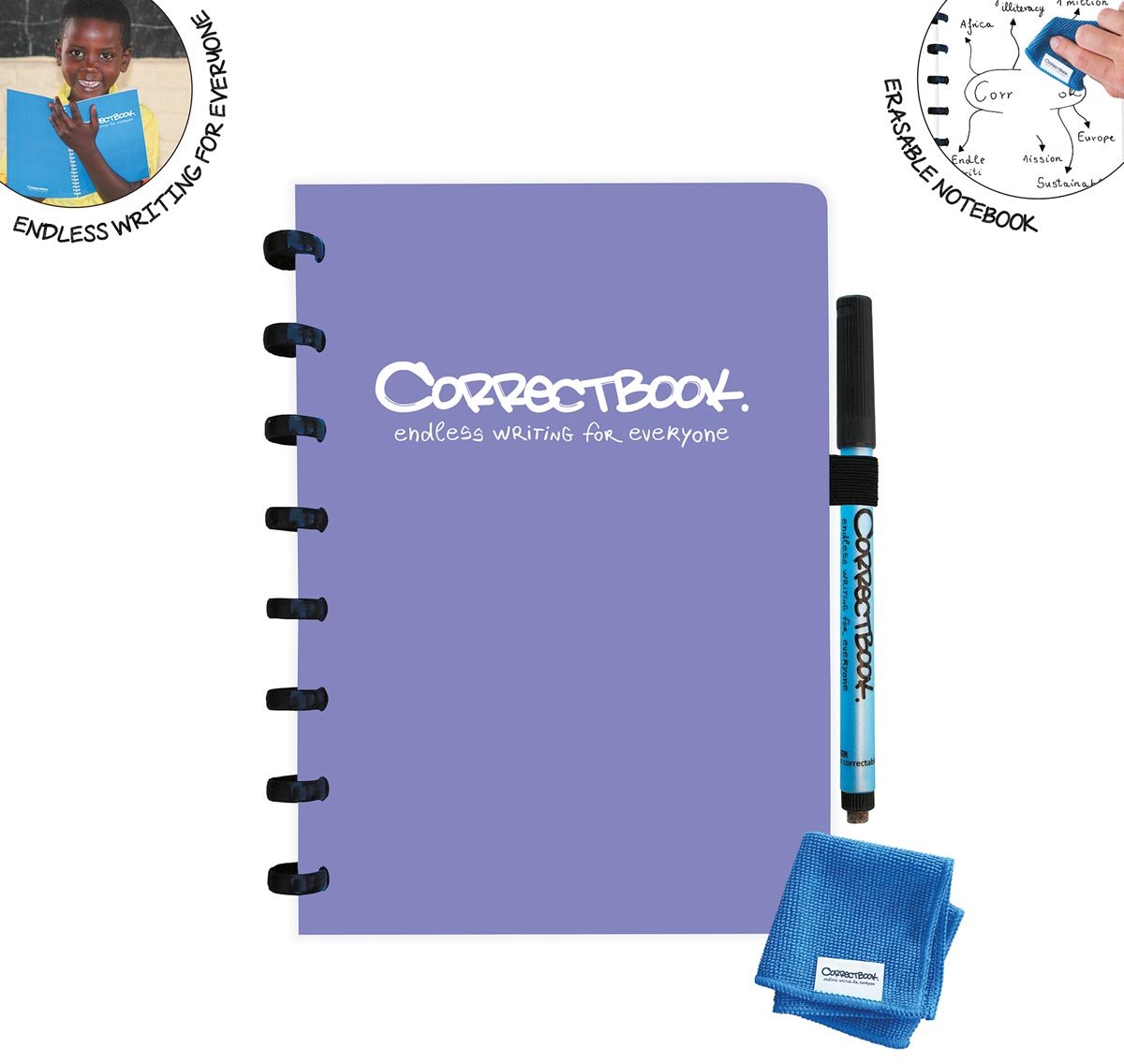 Correctbook A5 Original uitwisbaar / herbruikbaar notitieboek, blanco, Petunia Purple (paars)