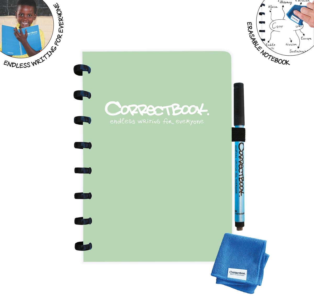 Correctbook A5 Original: uitwisbaar / herbruikbaar notitieboek, blanco, Misty Mint (muntgroen) afbeelding