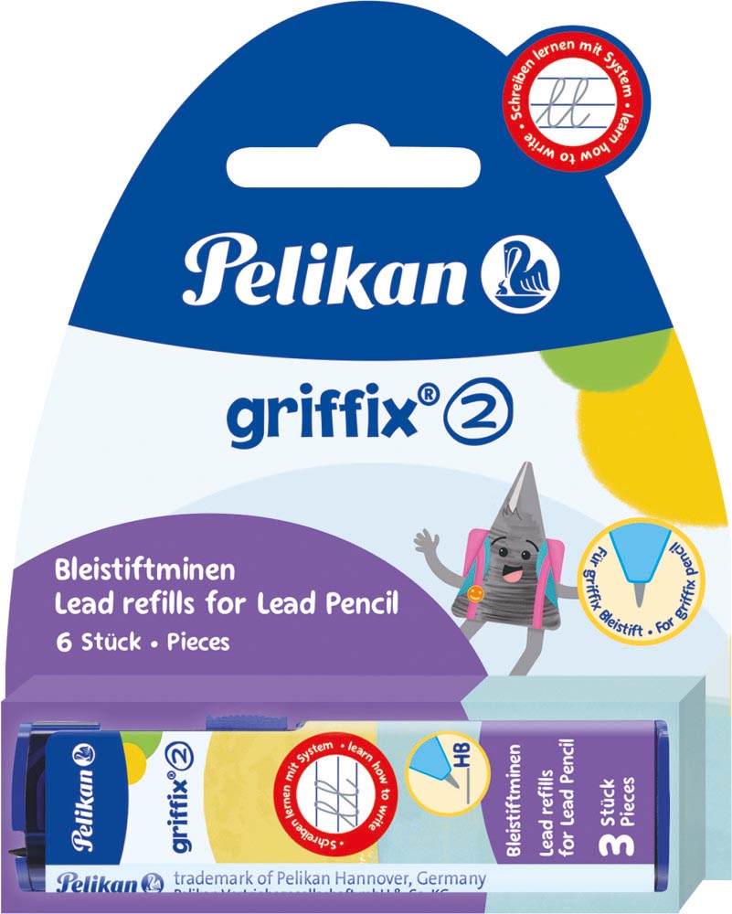 Pelikan Griffix potloodstiften, 2 mm, blister van 2 doosjes van 3 stuks