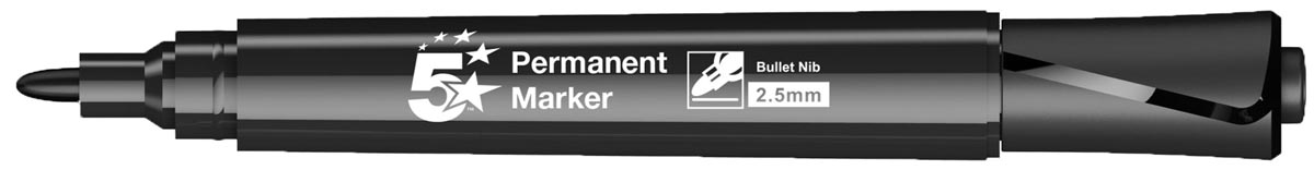 5 Star Permanent Marker Ronde Punt Schrijfbreedte 1 3 Mm Zwart huismerk kopen in de aanbieding