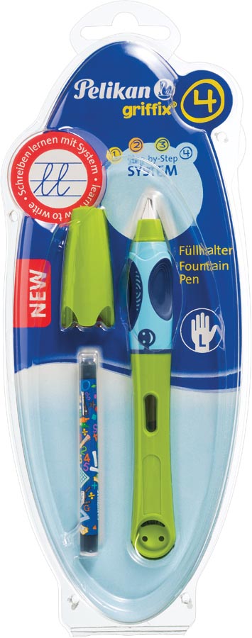 Pelikan vulpen Griffix voor linkshandigen, groen, op blister