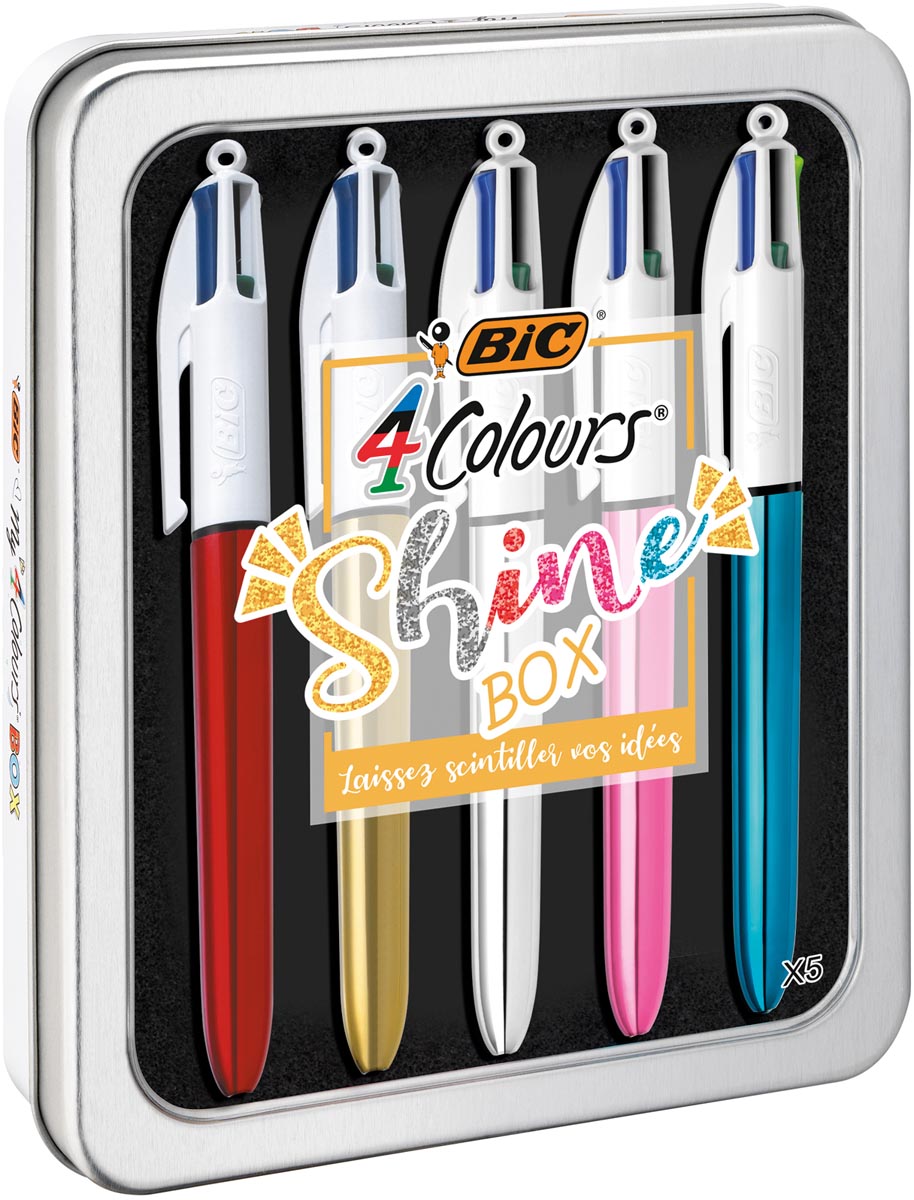 Bic balpen My 4 Colours Shine Box 5-delig