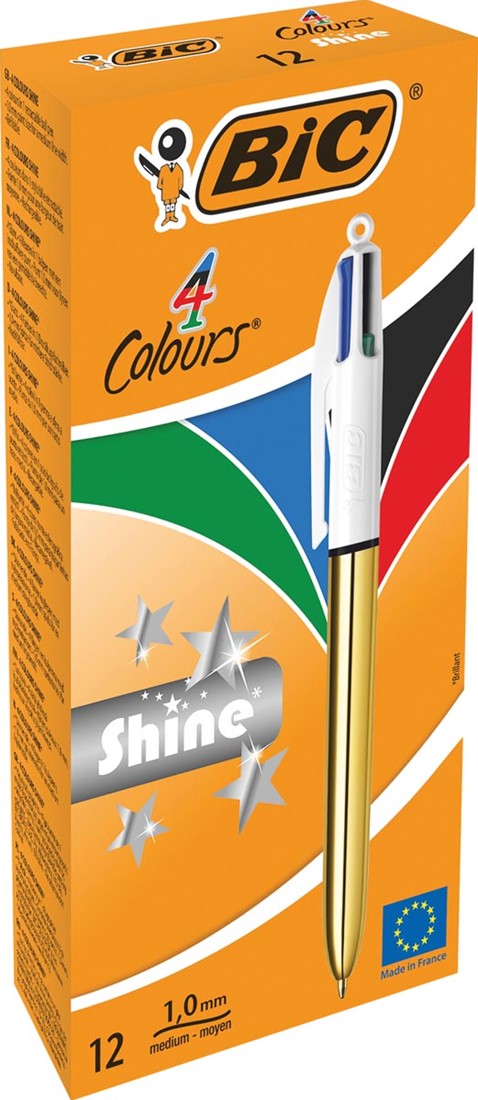 Stylo bille 4 couleurs BIC shine or
