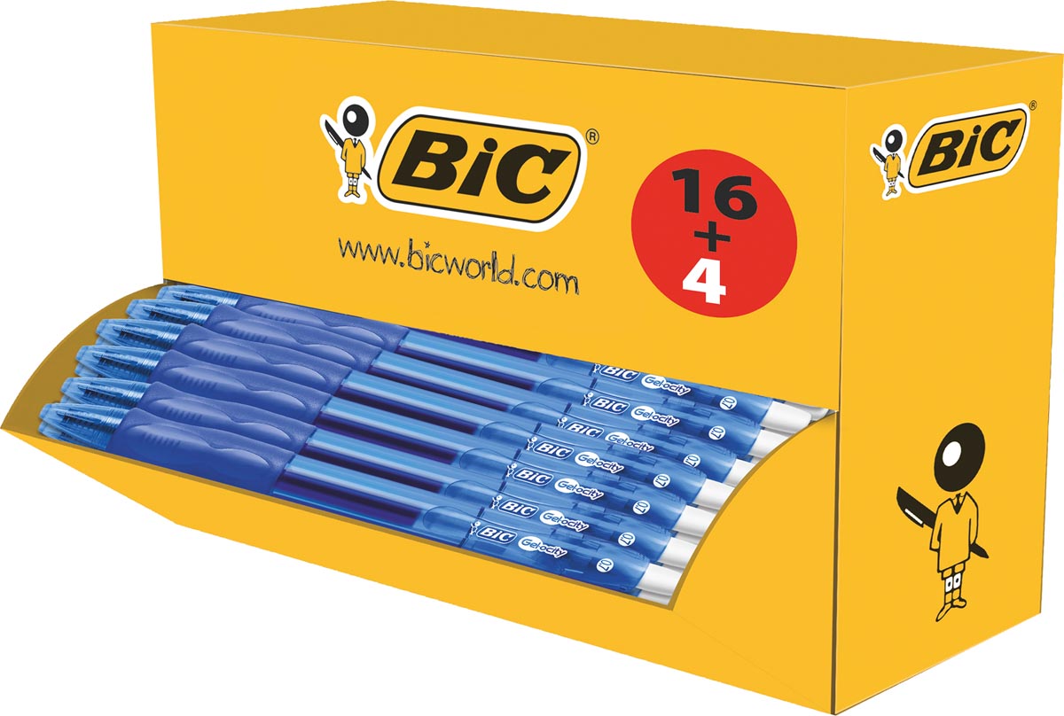 Bic gelroller Gel-ocity, doos van 20 stuks (16 + 4 GRATIS), blauw