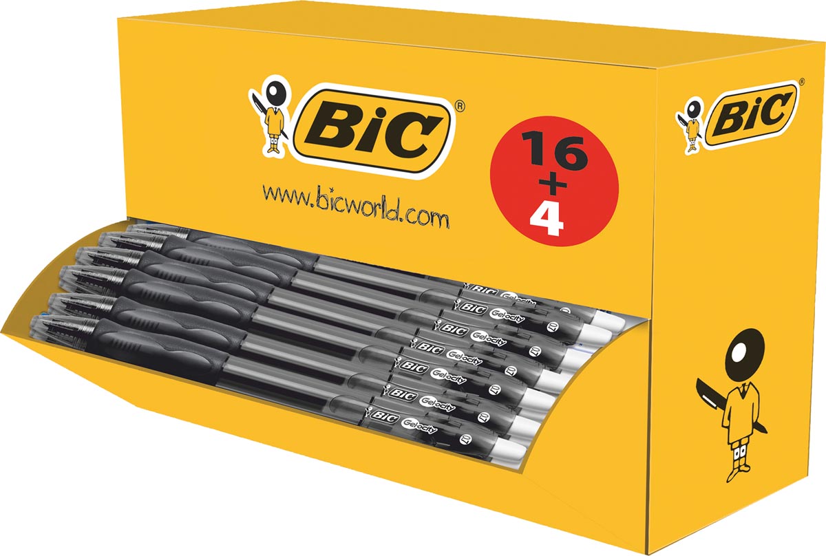 Bic gelroller Gel-ocity, doos van 20 stuks (16 + 4 GRATIS), zwart