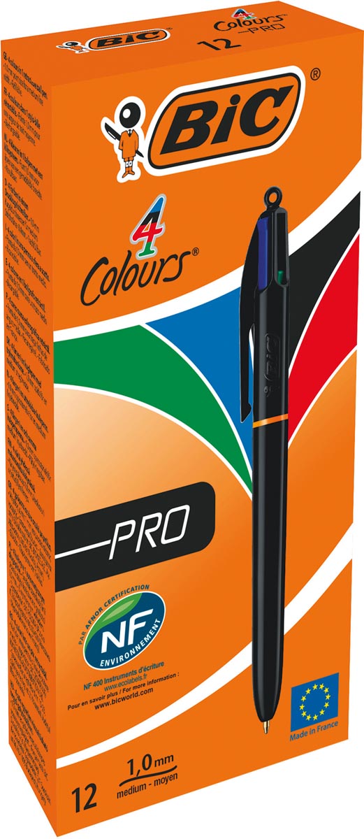 BIC 4 Colours Pro balpen, intrekbaar, medium 1,0mm