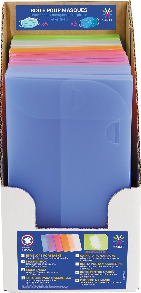 Viquel enveloppen voor beschermende mondmaskers, ft 20 x 10,5 x 0,8 cm, display met 15 stuks afbeelding