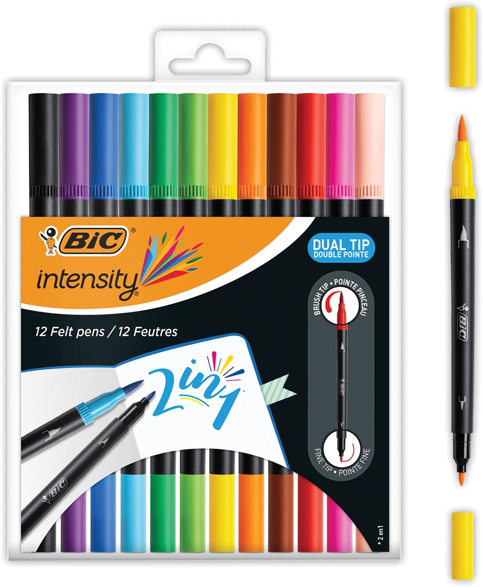 Bic viltstift Intensity Dual tip, etui van 12 stuks Bic viltstift Intensity Dual tip, etui van 12 stuks