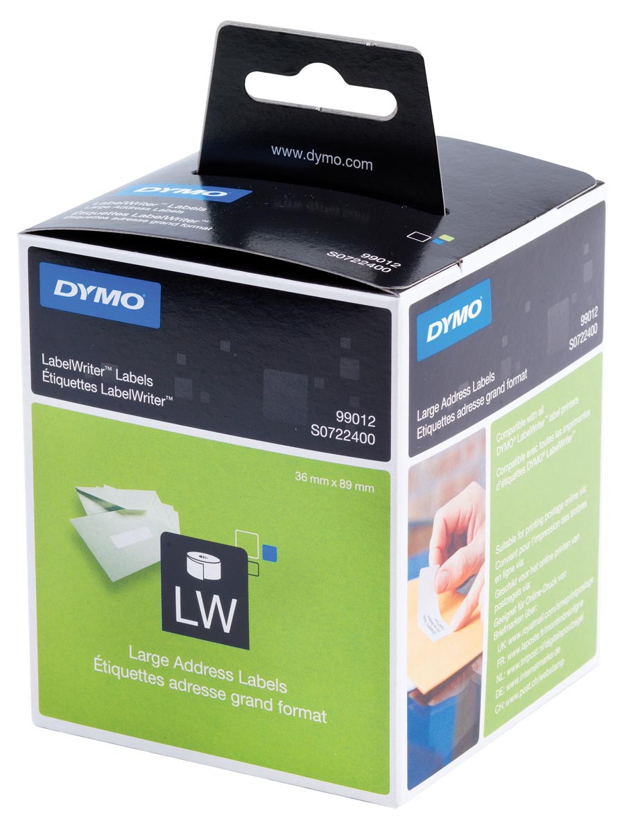 Dymo etiketten LabelWriter ft 89 x 36 mm, wit, 2 x 260 etiketten Dymo etiketten LabelWriter ft 89 x 36 mm, wit, 2 x 260 etiketten