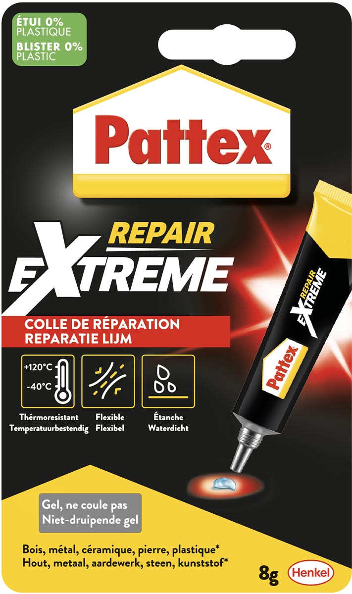 Pattex alleslijm Repair Extreme, tube van 8 g, op blister