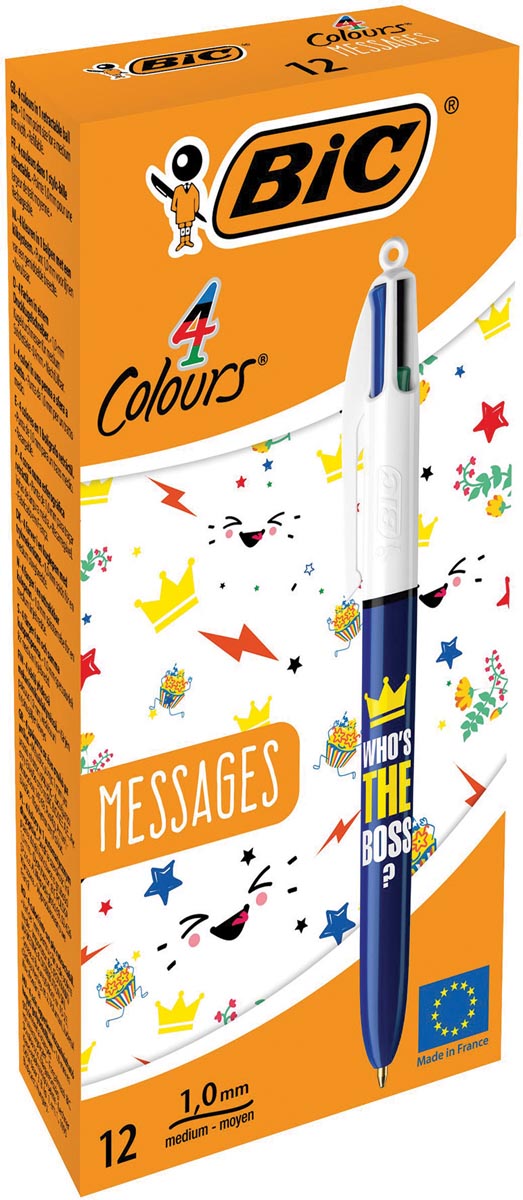 Bic balpen 4 Colour Messages, Who's the boss , doos van 12 stuks