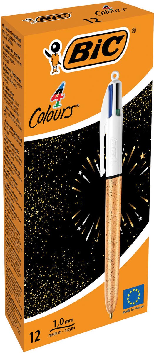 Bic Colours Frozen 4-kleurenbalpen, medium, klassieke inktkleuren, doos van 12 stuks afbeelding
