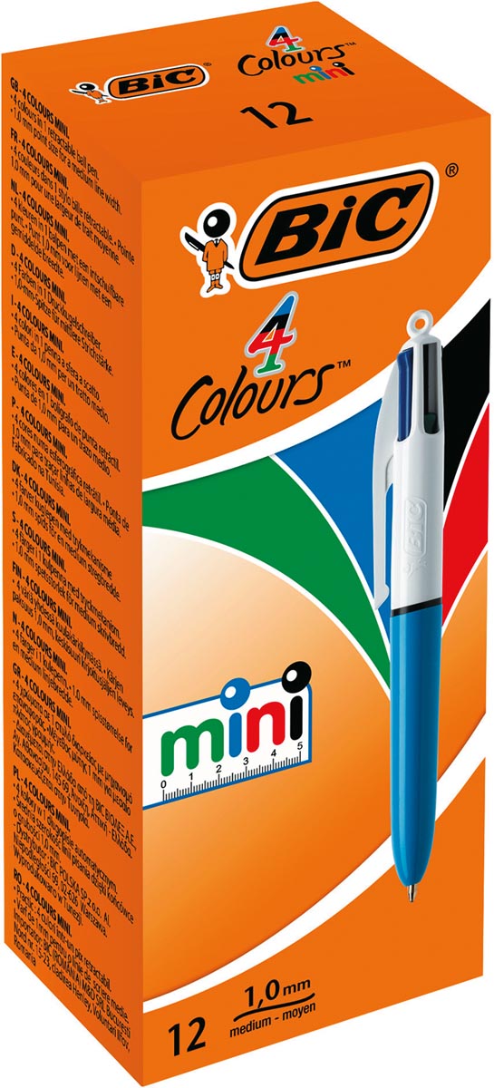 Bic Colours Mini 4-kleurenbalpen, medium, klassieke inktkleuren, lichaam blauw afbeelding