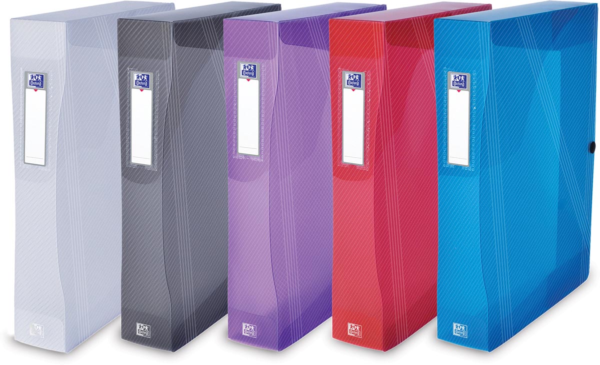 OXFORD Hawaï elastobox metdrukknopsluiting, formaat A4, uit PP, rug van 6 cm, geassorteerde kleuren