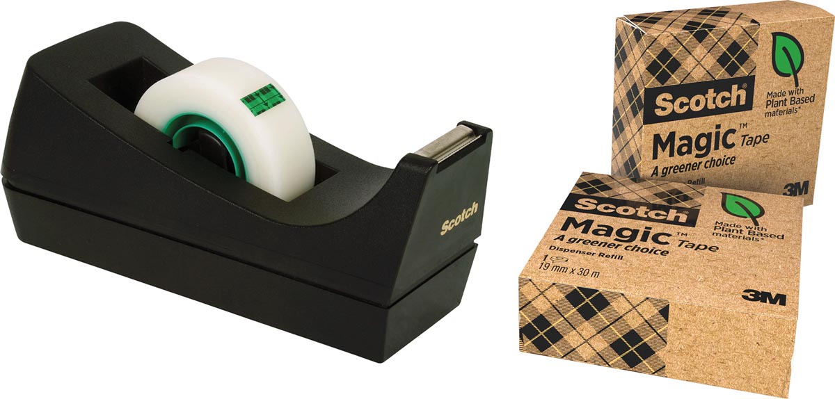 Scotch plakbandafroller C38 met 3 rolletjes ft 19 mm x 30 m Scotch plakbandafroller C38 met 3 rolletjes ft 19 mm x 30 m