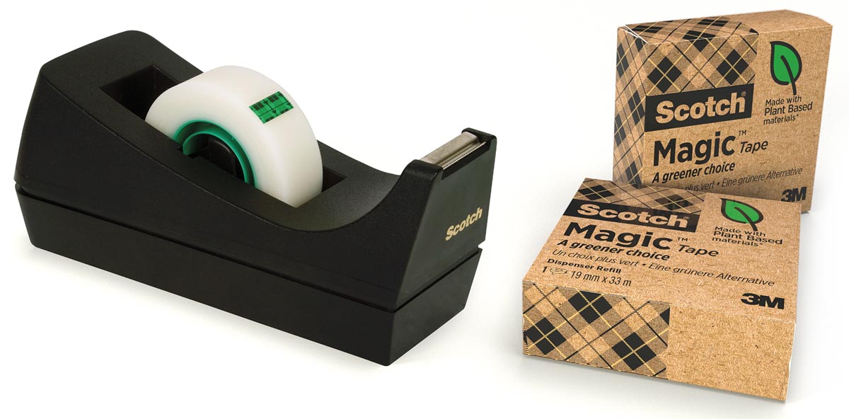 Scotch plakbandafroller C38 met 3 rolletjes ft 19 mm x 33 m afbeelding