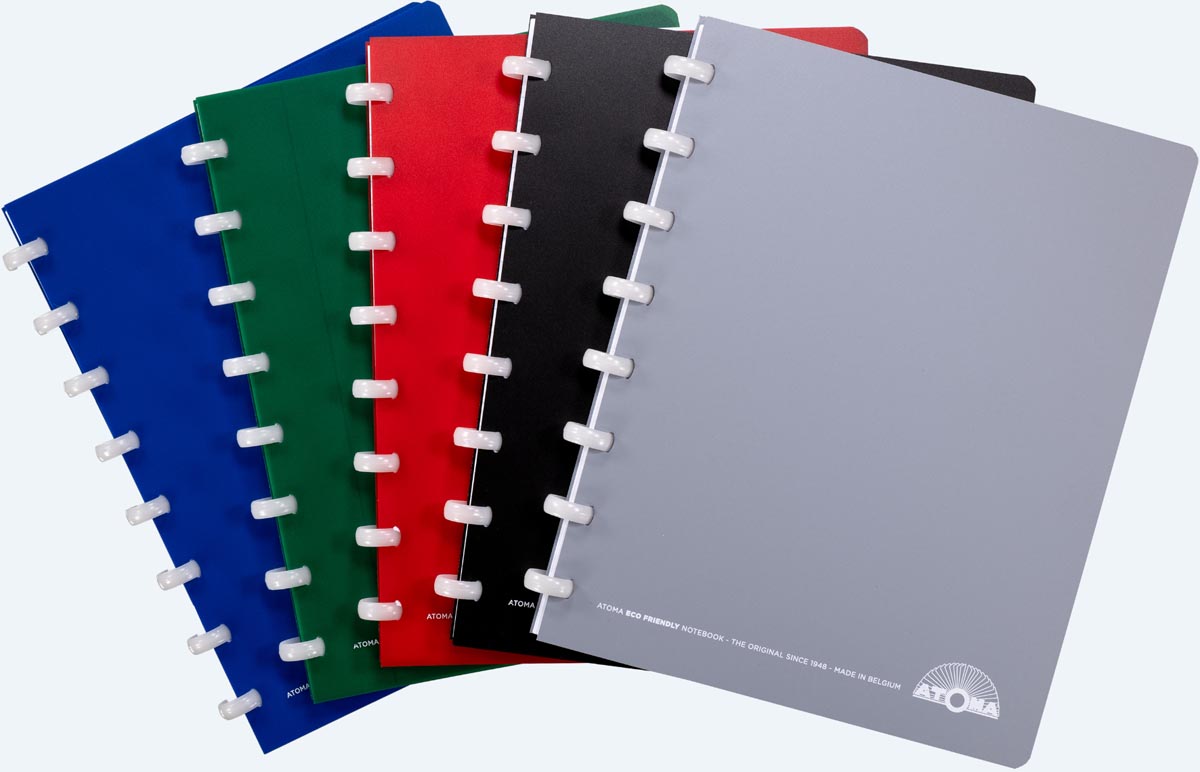 Atoma Eco schrift, ft A5, 144 bladzijden, geruit 5 mm, geassorteerde kleuren afbeelding