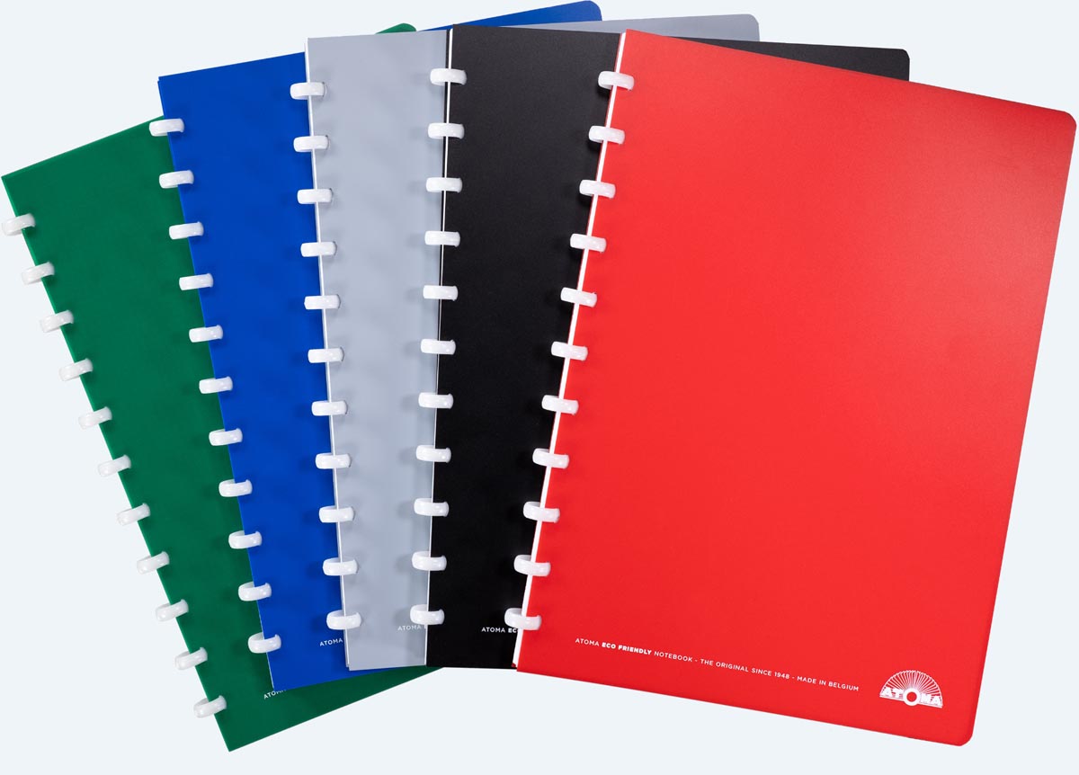 Atoma Eco schrift, ft A4, 144 bladzijden, geruit 5 mm, geassorteerde kleuren afbeelding