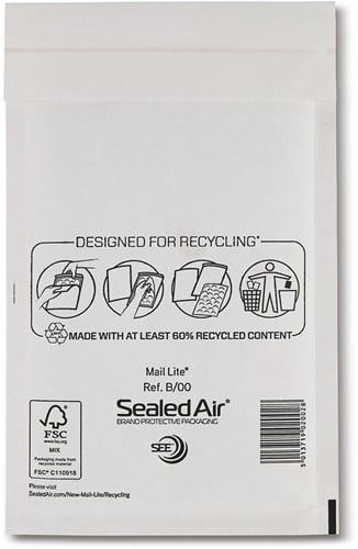 Mail Lite luchtkussenenveloppen, wit, B/00, 120 x 210 mm, doos van 100 stuks