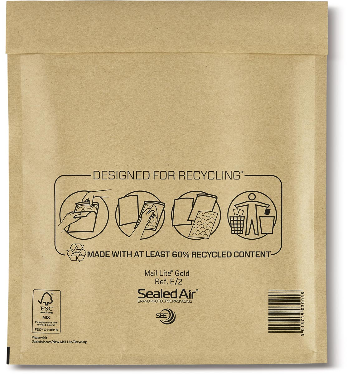 Mail Lite luchtkussenenveloppen, goud, E/2, 220 x 260 mm, doos van 100 stuks afbeelding