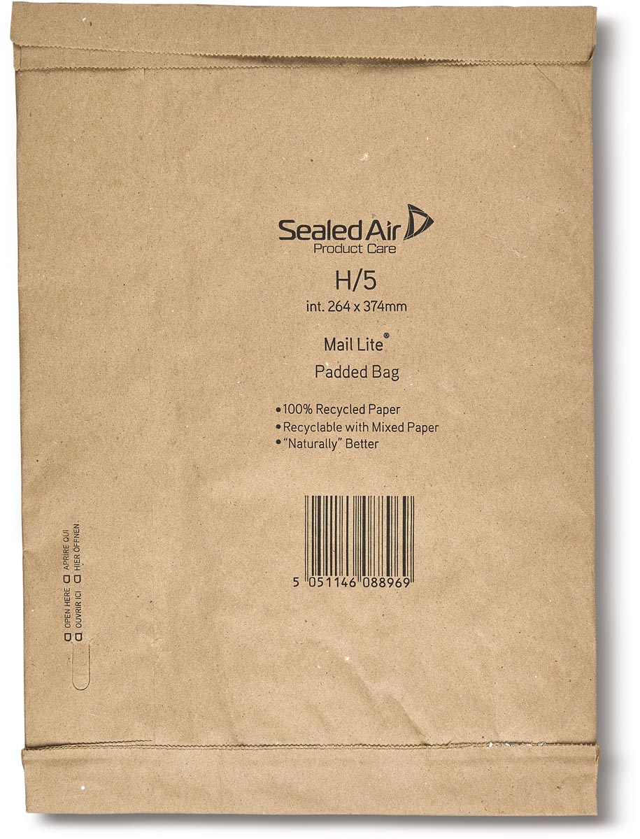 Mail Lite Padded Bag enveloppen, bruin, H/5, 264 x 374 mm, doos van 50 stuks afbeelding