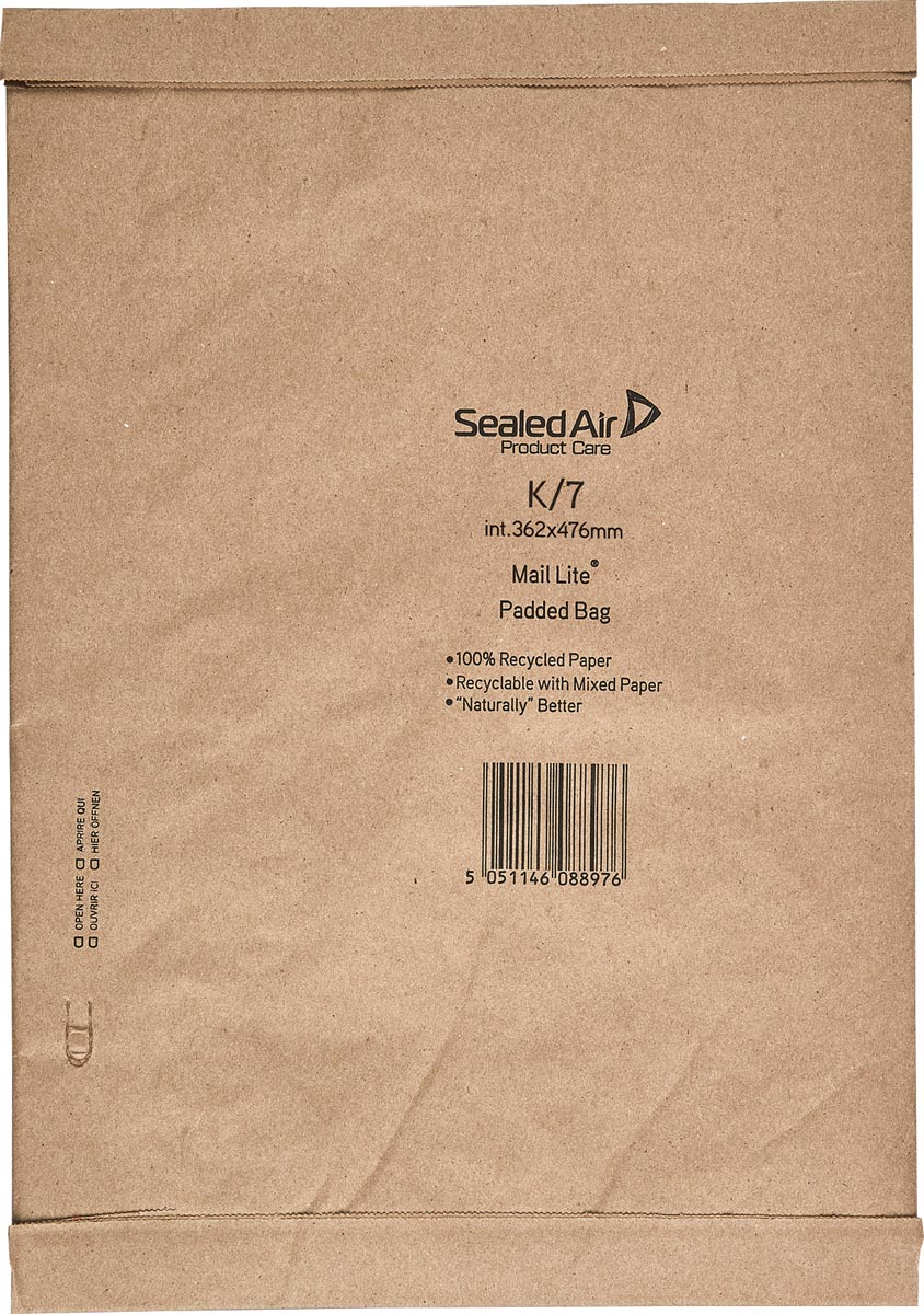 Mail Lite Padde Bag enveloppen, bruin, K/7, 363 x 476 mm, doos van 50 stuks