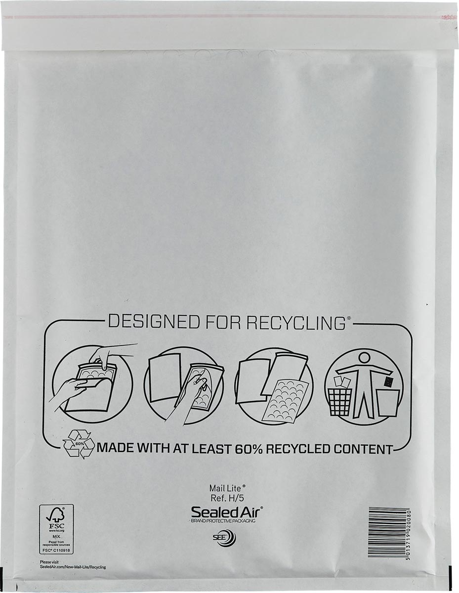 Mail Lite luchtkussenenveloppen, wit, H/5, 270 x 360 mm, doos van 10 stuks afbeelding