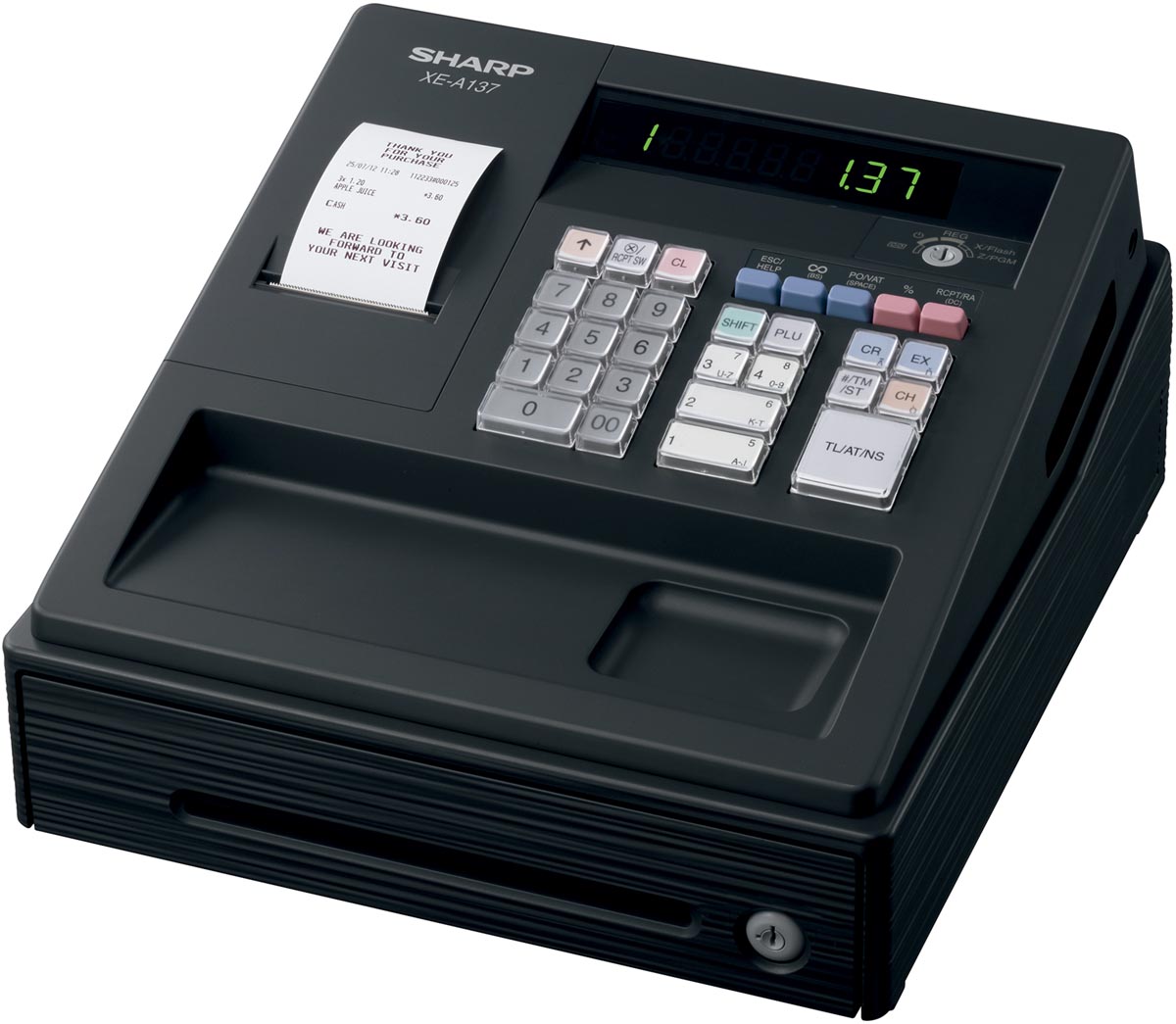 Sharp thermische kasregister XE-A137BK, zwart