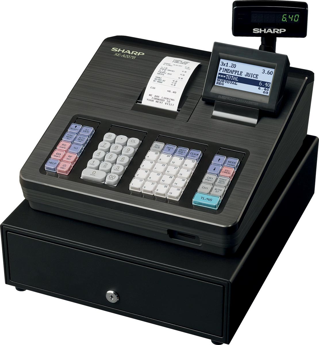 Sharp thermische kasregister XE-A207B, zwart