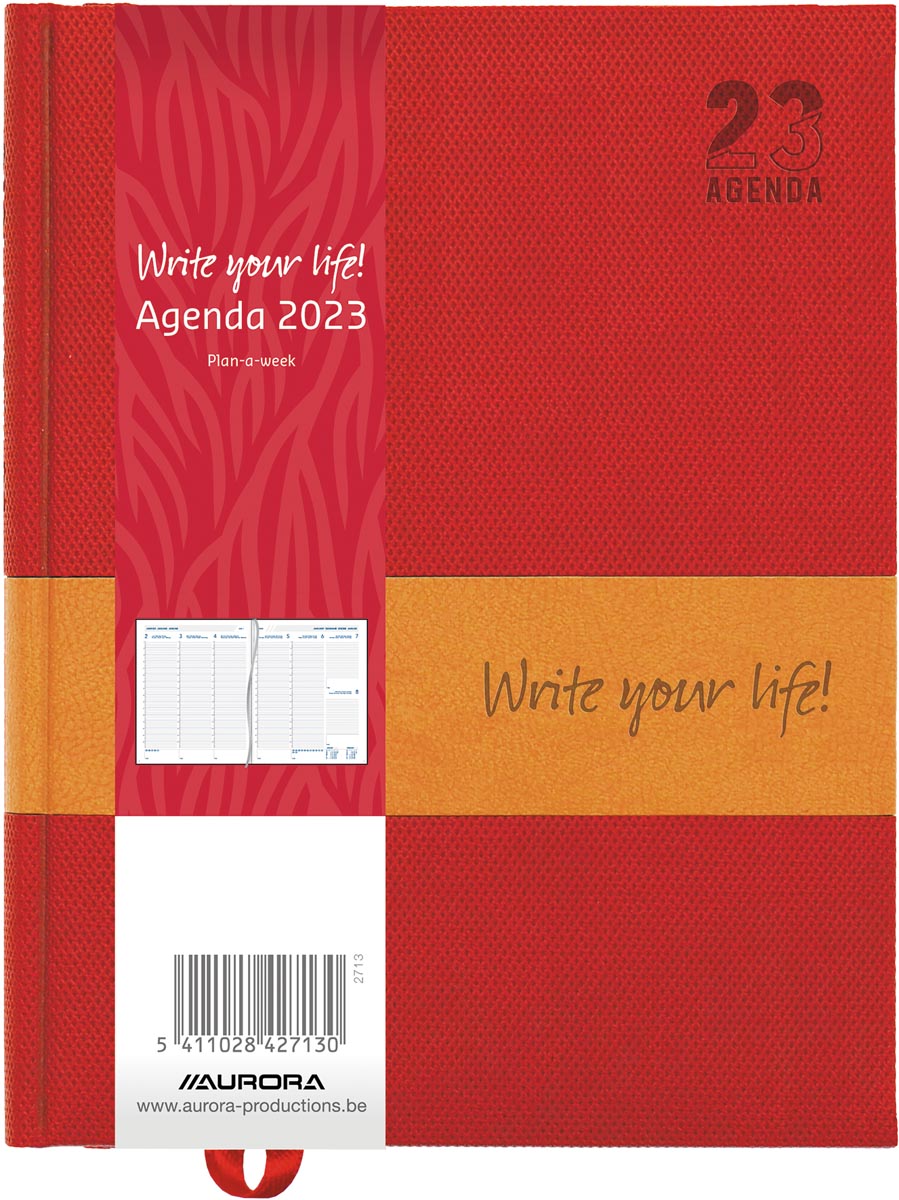 Aurora Plan-a-week 27 Write you life, geassorteerde kleuren, 2023 Aurora Plan-a-week 27 Write you life, geassorteerde kleuren, 2023