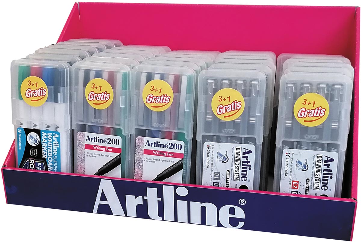 Artline hardcase display, met whiteboardmarkers, Artline 200 en Artline Drawing System Artline hardcase display, met whiteboardmarkers, Artline 200 en Artline Drawing System